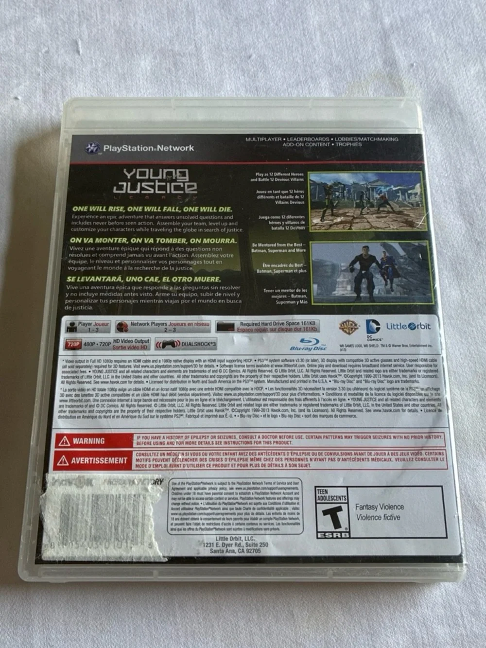 Justice Young Justice Legacy PS3 Game Cover — Green, Black, Gray, Blue